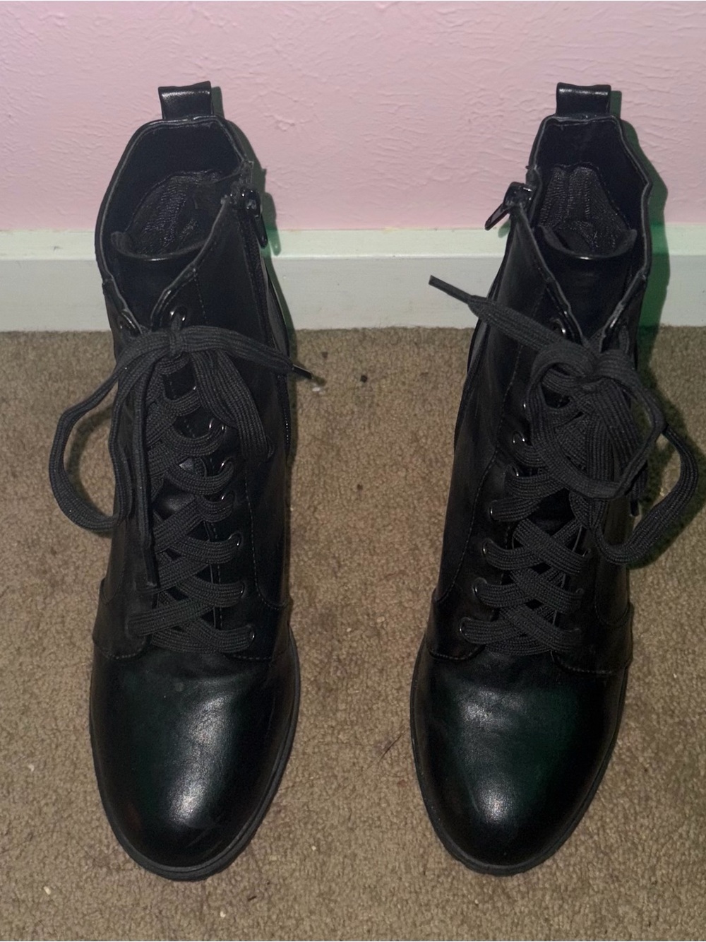 Women's Black Lace-Up Ankle Boots
